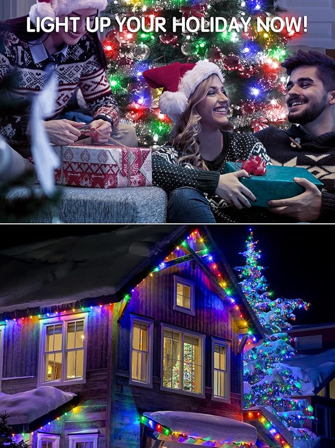 213FT Christmas Lights Multicolor, 600 LED String Lights Outdoor with Remote Control, 8 Modes Fairy Light Plug in Outside Waterproof for Patio Bedroom Holiday Party Christmas Tree Wedding Garden