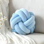 Knot Pillow Ball, Soft Decorative Throw Pillows Cushion, 11 Inch Round Plush Knotted Pillows Light Blue Pillow, Modern Home Throw Knot Decorative Cushion for Bedroom, Sofa, Couch