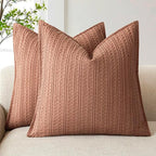 Foindtower Set of 2 Decorative Cotton Waffle Weave Throw Pillow Covers Euro Shams Cushion Covers Accent European Pillowcase for Bed Couch Sofa Bedroom Living Room Home Decor 20×20 Inch Coral Pink