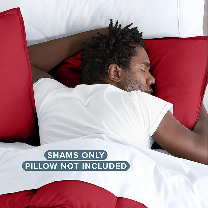 Bare Home King Pillow Sham Covers - Set of 2 - Premium 1800 Ultra-Soft Microfiber - Double Brushed - Stain & Fade Resistant - Bed Pillow Shams - Pillows Not Included (Set of 2, Red)