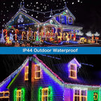 32.8ft 400 LED Icicle String Lights, 8 Modes Waterproof Icicle Christmas Lights Outdoor with Memory Function, Curtain Fairy Lights Hanging Decor for Home, Party, Christmas & Halloween (Multicolor)