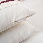 Fancy Homi Set of 1 Burgundy Boho Long Lumbar Decorative Throw Pillow Cover 12x20 Inch for Couch Bed Sofa, Aesthetic Modern Farmhouse Christmas Room Decor, Soft Cotton Cute Wind Red Cushion Case