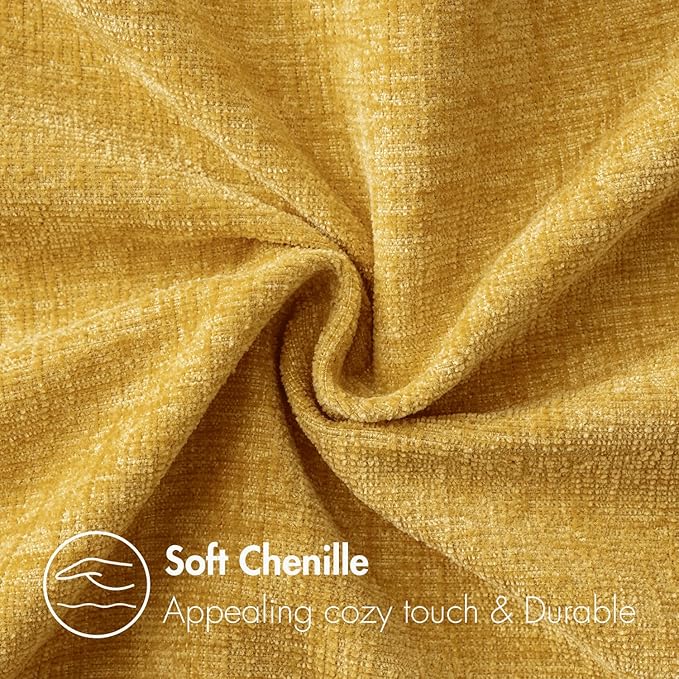 MIULEE Pack of 2 Mustard Yellow Throw Pillow Covers 12x20 Inch Soft Spring Chenille Pillow Covers for Sofa Living Room Couch Solid Dyed Cases