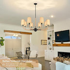 39" Black Boho Rattan Chandelier for Living Room 8-Light Large Coastal Boho Pendant Light Fixture Bedroom Adjustable Rustic Farmhouse Chandeliers for Dining Room Kitchen Island Foyer