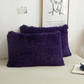 XeGe Faux Fur Fluffy Throw Pillowcases, Plush Shaggy Soft Furry Pillow Covers, Fuzzy Decorative Pillow Cases, Velvet Pillow Shams for Bed Couch Sofa Zipper Closure, Set of 2 (Standard, Purple)
