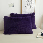 XeGe Faux Fur Fluffy Throw Pillowcases, Plush Shaggy Soft Furry Pillow Covers, Fuzzy Decorative Pillow Cases, Velvet Pillow Shams for Bed Couch Sofa Zipper Closure, Set of 2 (Standard, Purple)