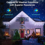 66FT 670 LED Christmas Lights 148 Ice Drops, 12 Modes and Timer Memory Dimmable, Plug In Outdoor Waterproof Hanging String Light for Holiday Wedding Garden Fence House Tree Outside Decor (Cool White)