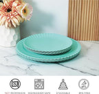 TP 8-Piece Melamine Plates Set, 10.5" & 8" Lightweight Reusable Dinner Plates for Picnic, Party & Outdoor Dining, Unbreakable Dishwasher Safe Tableware, Teal
