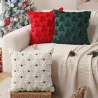 Christmas Pillow Covers 20x20 inch Set of 2 Christmas Decorations Soft Plush Faux Fur Wool Cream White Xmas Tree Throw Pillow Cases Winter Holiday Decor for Sofa Living Room PT-002D20
