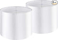 Silver-White Drum Lamp Shades Set of 2 Large Lampshade 16``Top x 16``Bottom x 12``High(Spider) Modern Lamp Shade for Table and Bedside Lamp - Lampshade Replacement ampshade