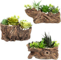 3 Pcs Driftwood Stump Log Concrete Planter Driftwood Planter Succulent Pot Plant Pot for Succulents for Outdoor Indoor Home Patio Garden Decoration (Classic)