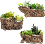 3 Pcs Driftwood Stump Log Concrete Planter Driftwood Planter Succulent Pot Plant Pot for Succulents for Outdoor Indoor Home Patio Garden Decoration (Classic)