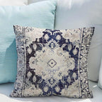 Snycler Boho Throw Pillow Covers 16x16 inch Set of 2 Boho Rug Carpet Double Sided Pattern Cotton Soft Pillow Case Cushion Cover Pillowcase for Couch Sofa Bed Decorative (Navy Blue)