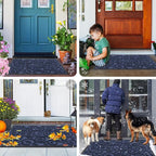 Smiry Welcome Door Mat Outside Entrance, Heavy Duty Trap Dirt and Moisture Easy Clean Low Profile Patio Porch Indoor Outdoor Front Doormat for Entry, 29.5x17 Inch, Navy Blue/Welcome