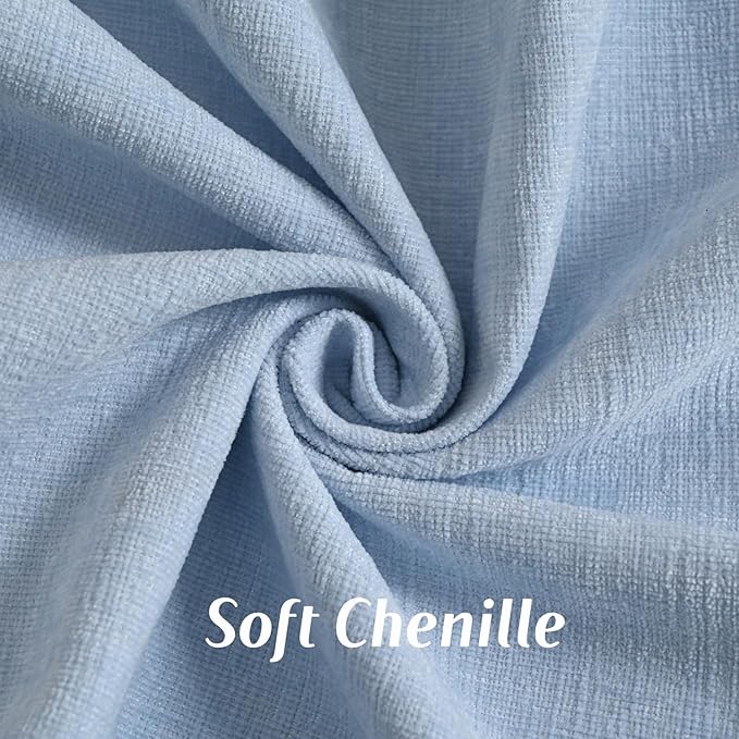 HAUSSY Scalloped Pillow Covers 12x20 Set of 2,Decorative Lumbar Throw Pillows Cute Aesthetic Preppy Cushion Covers for Couch Bed Living Room,Light Blue
