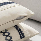 MIULEE Set of 2 Navy Blue Boho Decorative Lumbar Pillow Covers 12x20 Inch Farmhouse Rustic Couch Throw Pillows Modern Cotton Cushion Covers Retro Cute Macrame Woven Home Decor for Bed Sofa Chair