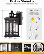 Porch Lights Outdoor with Motion Sensor, 2 Packs Oil Rubbed Bronze Outside Lantern Fixtures Wall Mount, Aluminium Anti-Rust Exterior Wall Light, Dusk to Dawn Coach Light for Garage Patio Entry