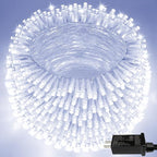Extra-Long String Lights Outdoor Indoor, 300 LED Super Bright Christmas Lights Clear Wire, Waterproof 8 Modes Plug in Twinkle Fairy Light for Bedroom Party Wedding Garden Christmas (Cool White)