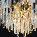 Gold Crystal Chandeliers Modern Contemporary Round Dining Room Chandelier 4-Tier 6 Lights Dimmable Top K9 Luxury Ceiling Hanging Pendant Light Fixture for Living Room Bedroom Foyer 18"