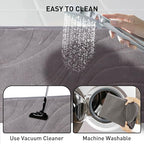 Bath Mats 24x17 Non-Slip Absorbent Bathroom Rug, Quick Dry Machine Washable Shower Tub Mat with Rubber Backing, Soft Floor Carpet for Bathroom Decor Wave Dark Grey