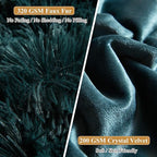 XeGe Faux Fur Throw Pillow Cases, Plush Shaggy Ultra Soft Pillow Covers, Fluffy Crystal Velvet Decorative Pillowcases, Furry Fuzzy Pillow Shams Zipper Closure, Set of 2 (King, Dark Green)