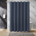 Inhousolu Fabric Shower Curtain Waffle Weave, Navy Blue 230 GSM Heavy Duty, Weighted Hem, 12 Metal Hooks, Water Repellent, Machine Washable, Hotel Spa Luxury Bath Curtain Set, 60 x 72 Inch