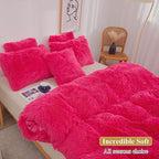 XeGe Faux Fur Fluffy Pillow Cases, Soft Plush Shaggy Furry Hot Pink Pillowcases, Velvet Fuzzy Decorative Throw Pillow Covers for Bed Couch, Zipper Closure, Set of 2(King Size, Hot Pink)