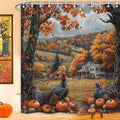 Fall Shower Curtains for Bathroom, Autumn Rustic Farmhouse Turkey Vintage Pumpkin Harvest Thanksgiving Day Fabric Shower Curtain Set, 72X72 Inch