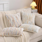 LUOYEHK Boho Throw Pillow Covers 12x20 Inch Set of 2 Chenille Tufted Pillowcase Farmhouse Neutral Lumbar Cushion Covers for Couch Sofa Bed Living Room, Yellow White