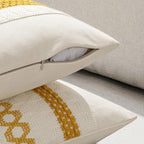MIULEE Set of 2 Mustard Yellow Boho Decorative Lumbar Pillow Covers 12x20 Inch Farmhouse Rustic Couch Throw Pillows Modern Cotton Cushion Covers Retro Cute Macrame Woven Home Decor for Bed Sofa Chair