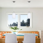 3 Pack 1 Light Indoor Mini Hanging Kitchen Island Pendant Lamps 4.8" Handcrafted Frosted Glass Chandelier Shade Brushed Nickel Finish Bar Dining Room Over Sink