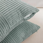 Fancy Homi 2 Packs Grey Blue Euro Decorative Throw Pillow Covers 24x24 Inch for Couch Bed Sofa, Rustic Farmhouse Boho Home Decor, Soft Corss Corduroy Patchwork Accent Big Square Cushion Case 60x60 cm