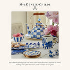 MACKENZIE-CHILDS Enamel Utensil Holder, Kitchen Utensil Holder for Countertop, Storage Caddy, Blue-and-White Royal Check