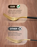 Stapava 40-Piece Matte Black Gold Silverware Set, Stainless Steel Gold Utensils Cutlery Set for 8, Satin Finish Flatware Include Forks Spoons and Knives Set for Home and Restaurant, Dishwasher Safe