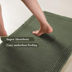 RESARE Waffle Bathroom Runner Rugs, Super Absorbent Bath Mat Non Slip Washable Quick Dry, Upgraded Ultra Soft Boho Bath Rugs with Tassels for Hallway Bedroom Laundry Room, 2'x4'(24"x48"), Green