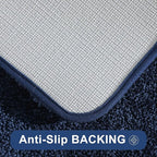 COSY HOMEER Bath Rugs for Bathroom Extra Thick- Anti-Slip Bath Mats Soft Plush Yarn Shaggy 100% Strong Mirco Polyeste Mat Living Room Bedroom Mat Floor Water Absorbent(Navy,20x32 - Inches)