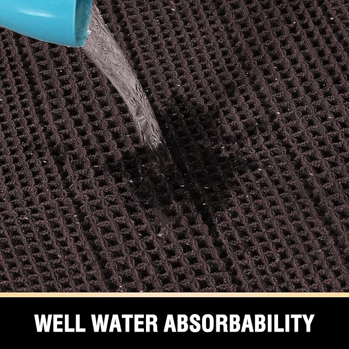 H.VERSAILTEX Upgraded Waffle Bath Mat Super Absorbent Bathroom Mats Non Slip Bath Rugs for Bathroom Floor Machine Washable Dry Fast Bathroom Rugs for Beside Tub, 17" x 24", Chocolate