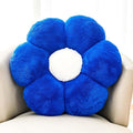Royal Blue Flower Pillow, Cute Decorative Flower Shaped Throw Pillow with Faux Rabbit Fur, 14.9" Soft Flower Plush Throw Pillow Floor Pillows Room Décor for Bedroom Living Room