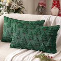 MIULEE Christmas Tree Decorative Pillow Covers Faux Fur Wool Throw Pillows Soft Plush Cushion Covers Set of 2 Xmas Home Decor Winter Holiday for Sofa Couch Livingroom Bed 12x20 Inch Dark Green