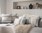 Boho Lumbar Pillow Covers 14x36 Inch Long, Blue Textured Decorative Couch Pillow Cases for Farmhouse Home Decor, Accent Cushion Cover for Sofa, Bed, Living Room, Bedroom, Pack of 1