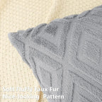 Pallene Grey Throw Pillow Covers 24x24 Set of 2, Soft Plush Faux Fur Decorative Couch Pillow Covers for Sofa Bed Living Room Pillow Cases with 3D Diamond Pattern