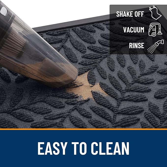 OLANLY Door Mat Indoor Outdoor Entrance, 36x24, Waterproof All-Weather All-Season Doormat, Sturdy Natural Rubber, Stain and Fade Resistant, Low Profile, Easy Clean Patio Entryway Mat, Grey