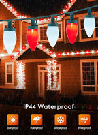 C9 Christmas Lights Outdoor, 50Feet Strawberry Waterproof String Lights with 50 Bulbs, Connectable Waterproof Lights for Holiday Party Roofline Backyard Garden Patio, Green Wire(Red & Pure White)