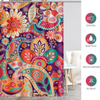 Aimego Boho Paisley Floral Shower Curtains - Mandala Indian Bohemian Colorful Flowers Bath Shower Curtain Set with 12 Hooks for Adults Kids Bathroom Decor Accessories, 72"x72"