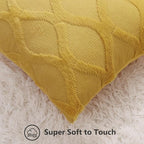 decorUhome Throw Pillow Covers 16x16 Inch Set of 2, Soft Plush Faux Fur Wool Mustard Yellow Couch Pillow Covers, Decorative Neutral Pillow Cases for Bed Sofa Living Room Home Decor