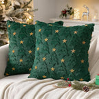MIULEE Christmas Pillow Covers 20x20 Inch Set of 2, Dark Green Christmas Tree Plush Faux Fur Pillowcases Soft Decorative Throw Pillow Cases for Couch Sofa Living Room Winter Xmas Holiday Home Decor
