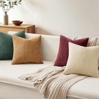 MIULEE Boho Farmhouse Christmas Red Throw Pillow Covers 18x18 Inch Set of 4 Mordern Nordic Cushion Covers Soft Corduroy Home Decor for Couch Bed Sofa Living Room