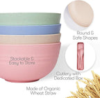 Wheat Straw Dinnerware Sets | Unbreakable Dinnerware Sets | Dishwasher Microwave Safe Dinnerware | Eco Friendly Non Breakable Dinnerware Sets | RV Outdoor Camping (Multi, Service for 4 (28 pcs))