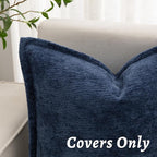 Navy Blue Decorative Throw Pillow Covers 16x16 Inch Set of 2 Cozy Soild Chenille Cushion Cases Soft Textured Square Couch Pillows Cover Boho Accent Farmhouse Pillowcases for Sofa Bed