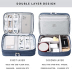 MIRLEWAIY Travel Cord Cable Organizer, Portable Electronics Accessories Carrying Bag Storage Case for Dad's Day Hard Drives, Cable, Cord, Charger, Hard Drive, Earphone, Dark Blue
